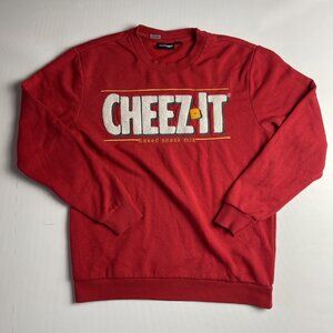 Cheez-It Kelloggs Sweatshirt Red  Crewneck Sz S Pullover Spell Out Advertisement